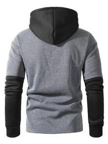 Manfinity Homme Sudadera con capucha de manga larga con bolsillo y cordón ajustable para hombres