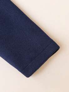 SHEIN Elladie kids Girls' Apricot Long Sleeve Double-Breasted Splicing Detail With Belt Mid-Length Woolen Coat, Suitable For Ladylike Style In Autumn/Winter