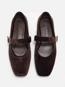 CUCCOO CURVES Women's Buckle Design Casual Flat Shoes For Daily Wear Valentine's Day - Coffee Brown - View 2