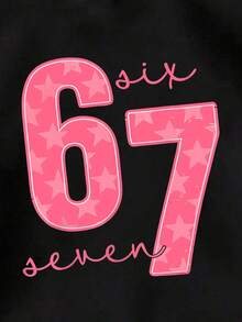 Baby Girls' Numeric Print Hooded Long Sleeve Sweatshirt, Suitable For Casual Occasions Like Daily Wear, Outings, Travel, Fits 6 Months To 2-3 Years Old, Autumn/Winter - Black - View 4