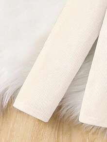 SHEIN 2pcs Young Girl White Solid Color Knit Stand Collar Casual T-Shirt And Pants Set For Summer,Spring,Autumn,Winter,Great Christmas Gift For Young Girls - Black and White - View 5