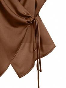 GlowEve CURVE Áo hai dây chéo màu trơn thanh lịch cỡ lớn dành cho nữ - Rỉ Nâu - Xem 3