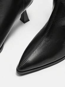 CUCCOO CURVES Women's Fashion Pointed Toe Wide Fit High Heel Boots - Black - View 8