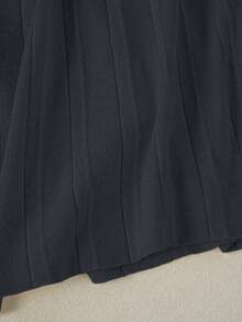 Franclia Váy len chắp vá xếp ly mới, váy len cạp cao ôm sát, váy chữ A thường ngày cho nữ - Màu xám đen - Xem 4