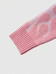 ROMWE MEN Prep Men's Casual Daily Letter Pattern Knitted Sweater, Autumn/Winter - Pink - View 4