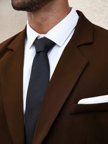 Manfinity Mode Plus Size Men's Single-Breasted Long Sleeve Suit Jacket And Pocket Suit Pants Set - Brown - View 6