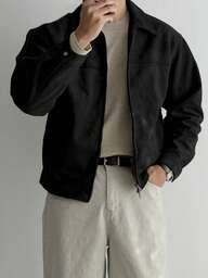 DAZY Men's Solid Black Suede Fleece Jacket And Coat, Autumn, Grunge