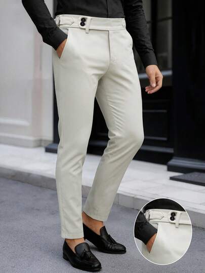 Manfinity Mode Heren casual veelzijdige commuter effen kleur taps toelopende broek