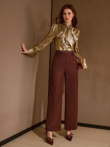 MOTF PREMIUM LACE PATCHWORK SUIT PANTS, AUTUMN/WINTER - Burgundy - View 6
