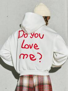 PAVTROS Manfinity Streetrush 男士街头风流行INS搭配。男士街头服饰，男士街头风流行趣味英文3D刺绣红色毛巾刺绣双层3D连帽衫，适合户外音乐节、日常出行、朋友聚会、送给男友/老公的礼物、周年纪念礼物，白色连帽衫，运动服，刺绣，保暖内衬，街头风，男友礼物 - 白色 - 查看 1