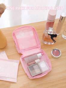 1PC Cute Cartoon Multi-Purpose Waterproof Storage Bag - Big Capacity Sanitary Napkin Storage Bag Cosmetic Storage Bag Student Travel Essentials Pencil Bag Wallet Stationery Storage Bag(The Printing Position Of The Pattern Is Not Fixed),Boho Vibes - Multicolor - View 11