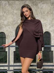 Firerie Elegante vestido mini chal de color púrpura-rojo para mujer, estilo vintage, adecuado para fiestas, citas, salidas, etc. / Vestido de fiesta / Vestido de fiesta elegante / Vestido de Año Nuevo / Vestidos elegantes para fiestas - Red Plum - Ver 2