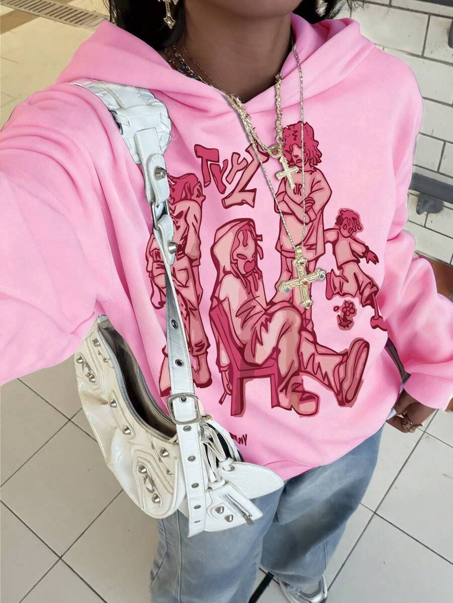 Rovax Sudadera holgada con capucha y bolsillo para mujer