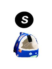 1件卡通印花毛绒全覆盖三角吊床睡袋，适用于鹦鹉、仓鼠、小型宠物鸟类，秋冬季适用 - 藍色刺蝟 - 查看 8