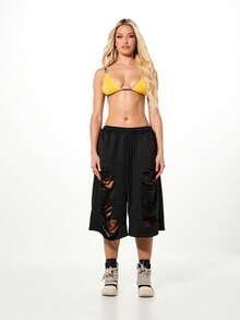 SUMWON WOMEN Áo lót bralette tam giác có dây thun co giãn thương hiệu, thoải mái khi mặc hàng ngày và thường ngày - Màu vàng - Xem 5