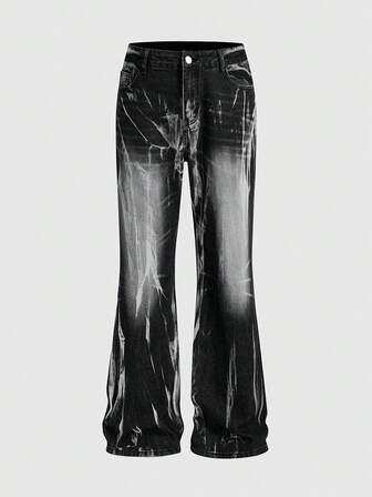 Street Life Herren Lässig Street Style Jeans mit bedruckter Tasche