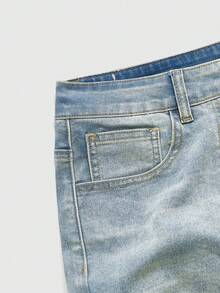 ROMWE MEN Casual Calça Jeans Casuais Estilo Vintage de Cor Clara Masculino