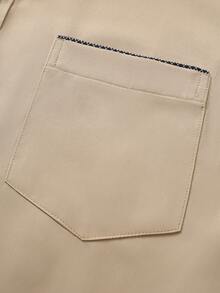 Manfinity Mode 男士加大码商务/休闲格子印花长袖宽松衬衫，春秋季 - 卡其色 - 查看 8