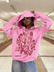 Rovax Sudadera holgada con capucha y bolsillo para mujer