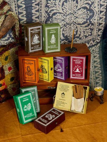 Cirelle 네팔 수제 허브 향 세트: 홀더가 있는 향 스틱