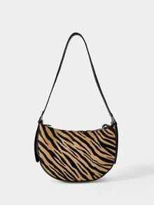 SHECARRY Túi đeo vai thời trang nữ họa tiết da bò, ví cầm tay họa tiết da bò giản dị dành cho nữ. - Đen nâu - Xem 7