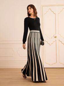 Lilora 女士简约休闲长款毛衣连衣裙，秋冬款 - 彩色 - 查看 6