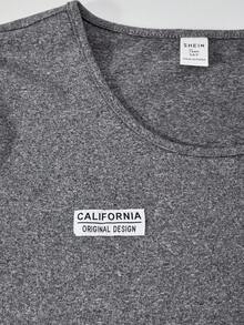 SHEIN ChillGRL 2件套青少年女孩休闲简约圆领长袖T恤和阔腿裤，秋冬 - 深灰色 - 查看 4