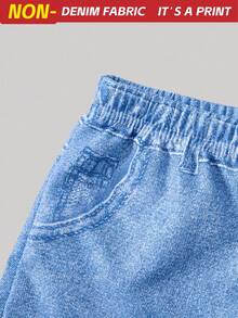 SHEIN ChillGRL 少女梭织字母图案休闲直筒裤