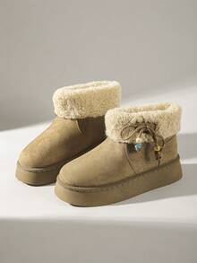 Solecia Giày bốt đi tuyết lót giữ nhiệt đế dày dành cho nữ mặc hàng ngày - màu nâu - Xem 3