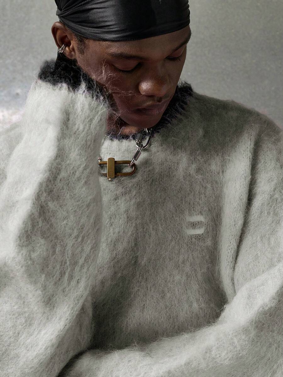 NEON BLANC品牌 - 男士秋冬新款条纹套头毛衣 - 时尚宽松休闲风 - 灰色 - 查看 1