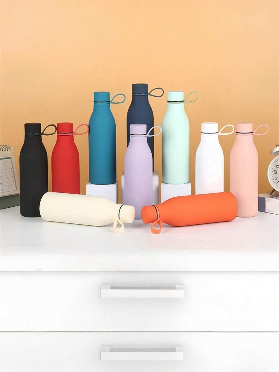500 ml/17 oz Tasse isotherme à double paroi en acier inoxydable avec poignée, finition en caoutchouc mat, tasse à petite bouche de couleur unie créative, convient pour les sports de plein air, le yoga, le bureau, le restaurant, les cadeaux d'anniversaire, les cadeaux de couple, la fête des mères, les cadeaux de vacances - multicolore - Voir 1