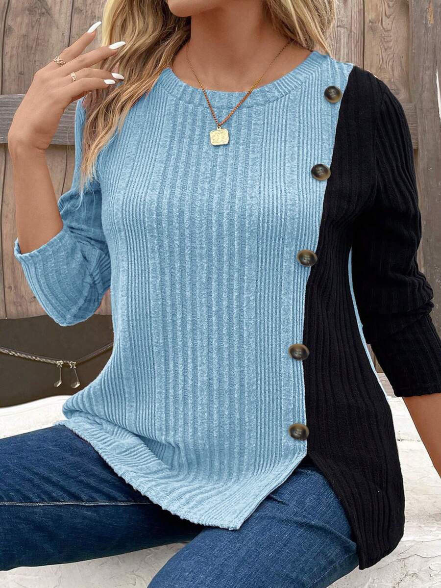 EMERY ROSE Áo thun tay dài màu trơn đơn giản dành cho nữ cỡ lớn mới về - Nhiều màu - Xem 1