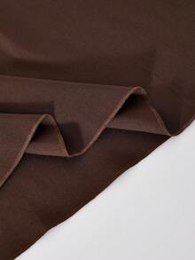 SHEIN ChillGRL Gaun Gaya Preppy Lengan Panjang Berlipit dengan Kerah Warna Kontras untuk Anak Perempuan Remaja - Mocha Brown - View 7