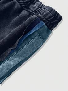 Manfinity EMRG Men's Young Street Style, Minimalist Cotton Sweatpants, Loose Fit Wide Leg Pants, Elastic Waist Knit Joggers, Washed Cotton Fabric With Distressed Snowflake Effect, Exposed Seam Design, Casual Street Style Suitable For Daily Wear, Leisure, Fashion Outfits, Street Casual, Holiday Gift