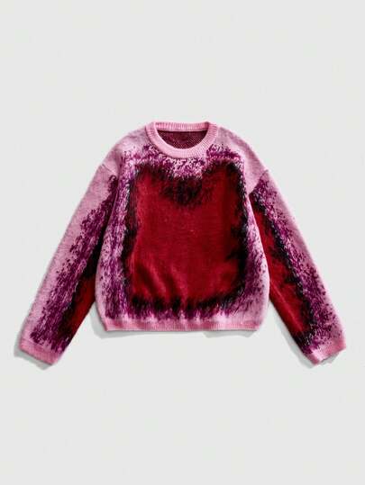 Street Life Men's Jacquard Knit Loose Fit Long Sleeve Sweater