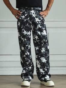 HUEFORM Herren Schwarze Sternmuster Gerade geschnittene Lässig Hose mit Taschen, perfekt für einen raffinierten Ausflug - Schwarz und Weiss - Übersicht 7