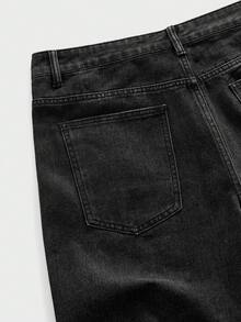 ROMWE MEN Herrjeanshorts med strass och kors, vardagskläder - Svart - Visa 7