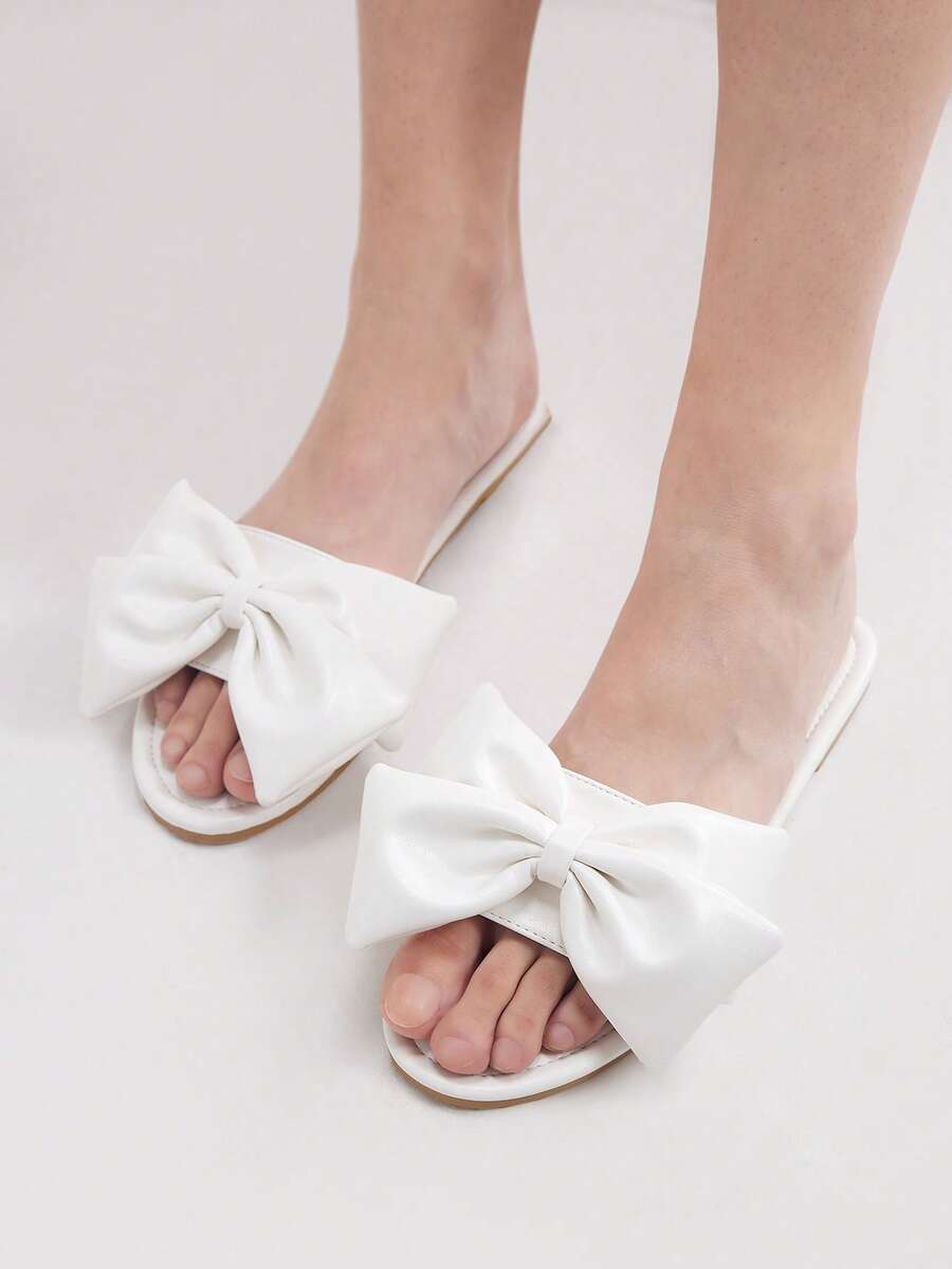 Women'S Solid Color Flat Sandals, Versatile Style - White - View 1