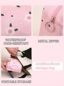 1PC Cute Cartoon Multi-Purpose Waterproof Storage Bag - Big Capacity Sanitary Napkin Storage Bag Cosmetic Storage Bag Student Travel Essentials Pencil Bag Wallet Stationery Storage Bag(The Printing Position Of The Pattern Is Not Fixed),Boho Vibes - Multicolor - View 3