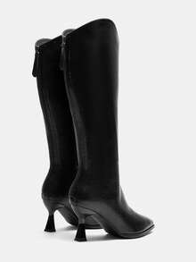 CUCCOO CURVES Women's Black Pointed Toe Back Zipper Design Wide Fit Ankle Boots For Christmas