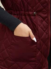 EMERY ROSE Chaqueta acolchada de talla grande para mujer con bolsillos de carga y cintura con cordón, ropa de invierno y otoño, para Navidad - Burdeos - Ver 5