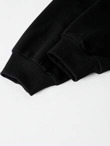 SHEIN ChillGRL 3pcs/Set Street Cool Casual Teen Girls Loose Denim Print Pants, Cropped Camisole Top, And Long Sleeve Hoodie Outfit, Fashion Fall Winter - Black - View 5