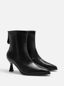 CUCCOO CURVES Women's Fashion Pointed Toe Wide Fit High Heel Boots - Black - View 7