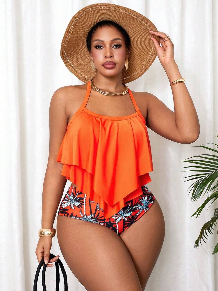 Slaydiva Maiô Bikini Halter Elegante e Sexy Plus Size para Praia e Férias de Verão 2026 - Multicolorido - Visão 3