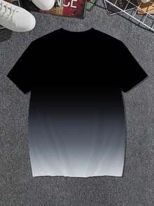 Manfinity Homme Men's Plus Ombre Design Short Sleeve T-Shirt, Fashionable For Summer