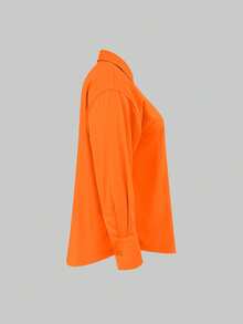 Resyla Plus Size Casual Versatile Solid Color Shirt - Orange - View 4