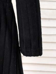 Cute Girls Black And White Knitted Co-Ords With Sleeveless Button Front Vest And Full Sleeve Dress Set - Black and White - View 5