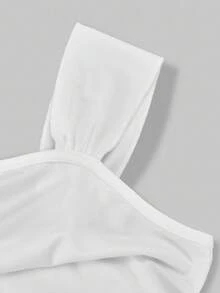 SHEIN ChillGRL 2 件套春夏少女“ME”休闲甜美可爱褶皱吊带背心上衣和蝴蝶结印花工装裤套装，适合日常通勤、休闲、街拍、姐妹聚会 - 藍色 - 查看 4