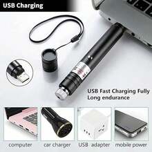 1PC Red Light/Green Light Laser Pointer High-Power Flashlight: Rechargeable Powerful Green Laser Pointer With Star Cap, Remote Control Powerful Laser Dot Beam Indicator, Suitable For Astronomy Demonstration Outdoor Camping Cat And Dog Laser Toy, USB Direct Recharge Upgrade School Supplies, Back To School - Multicolor - View 4