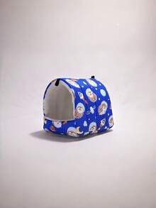 1件卡通印花毛绒全覆盖三角吊床睡袋，适用于鹦鹉、仓鼠、小型宠物鸟类，秋冬季适用 - 藍色刺蝟 - 查看 4